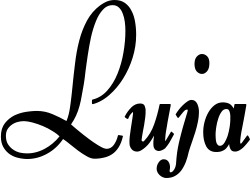 Vorschau des Bootsnamens "Luja" als Schriftzug für "Bootsbeschriftung Klassisch 76"
