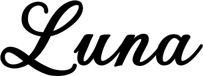 Vorschau des Bootsnamens "Luna" als Schriftzug für "Bootsbeschriftung Klassisch 69"
