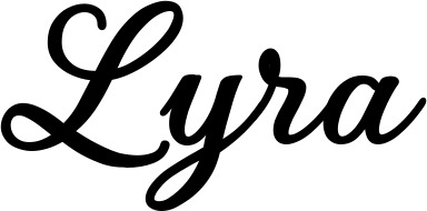 Vorschau des Bootsnamens "Lyra" als Schriftzug für "Bootsbeschriftung Klassisch 69"
