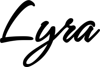 Vorschau des Bootsnamens "Lyra" als Schriftzug für "Bootsbeschriftung Klassisch 71"