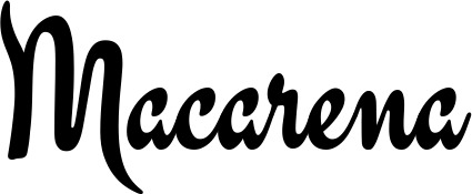 Vorschau des Bootsnamens "Macarena" als Schriftzug für "Bootsbeschriftung Klassisch 63"