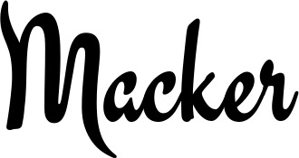 Vorschau des Bootsnamens "Macker" als Schriftzug für "Bootsbeschriftung Klassisch 63"