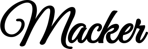 Vorschau des Bootsnamens "Macker" als Schriftzug für "Bootsbeschriftung Klassisch 68"