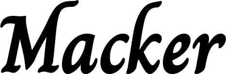Vorschau des Bootsnamens "Macker" als Schriftzug für "Bootsbeschriftung Klassisch 51"