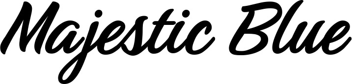 Vorschau des Bootsnamens "Majestic Blue" als Schriftzug für "Bootsbeschriftung Klassisch 48"