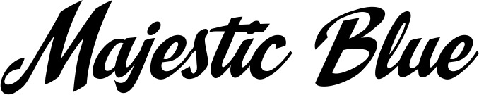 Vorschau des Bootsnamens "Majestic Blue" als Schriftzug für "Bootsbeschriftung Klassisch 29"