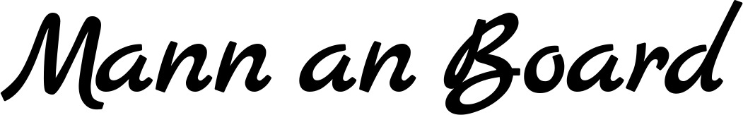 Vorschau des Bootsnamens "Mann an Board" als Schriftzug für "Style Klassisch 77"