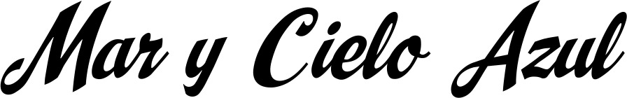 Vorschau des Bootsnamens "Mar y Cielo Azul" als Schriftzug für "Bootsbeschriftung Klassisch 29"