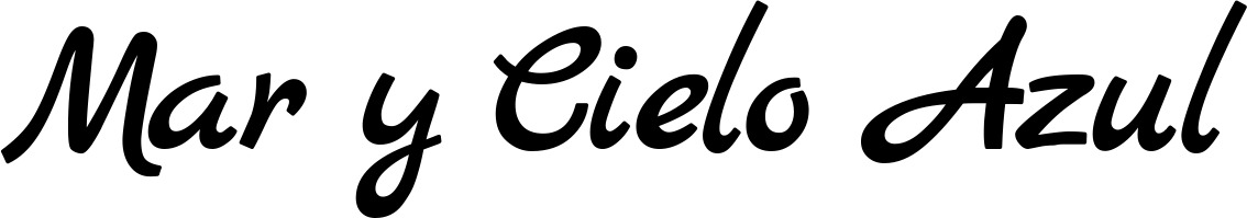 Vorschau des Bootsnamens "Mar y Cielo Azul" als Schriftzug für "Bootsbeschriftung Klassisch 45"