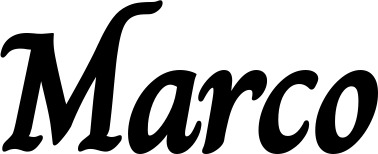 Vorschau des Bootsnamens "Marco" als Schriftzug für "Bootsbeschriftung Klassisch 51"