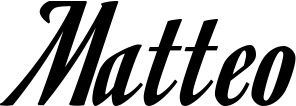 Vorschau des Bootsnamens "Matteo" als Schriftzug für "Bootsbeschriftung Klassisch 93"