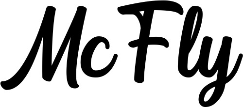 Vorschau des Bootsnamens "McFly" als Schriftzug für "Bootsbeschriftung Klassisch 43"