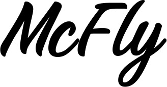 Vorschau des Bootsnamens "McFly" als Schriftzug für "Bootsbeschriftung Klassisch 48"