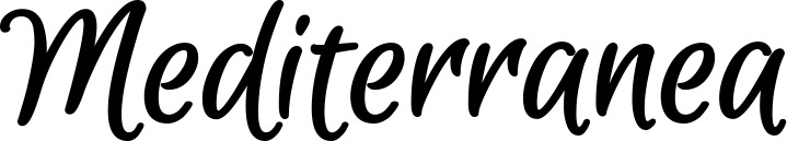 Vorschau des Bootsnamens "Mediterranea" als Schriftzug für "Bootsbeschriftung Klassisch 105"