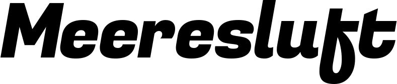 Vorschau des Bootsnamens "Meeresluft" als Schriftzug für "Style Kursiv 04"