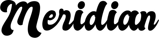 Vorschau des Bootsnamens "Meridian" als Schriftzug für "Bootsbeschriftung Klassisch 41"