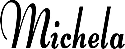 Vorschau des Bootsnamens "Michela" als Schriftzug für "Bootsbeschriftung Klassisch 76"