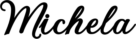 Vorschau des Bootsnamens "Michela" als Schriftzug für "Bootsbeschriftung Klassisch 69"