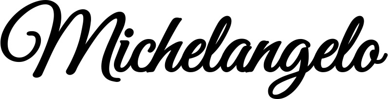 Vorschau des Bootsnamens "Michelangelo" als Schriftzug für "Bootsbeschriftung Klassisch 68"
