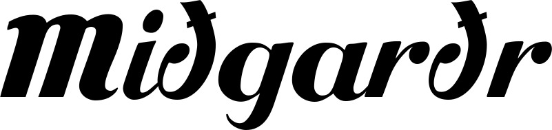 Vorschau des Bootsnamens "Miðgarðr" als Schriftzug für "Bootsbeschriftung Klassisch 26"