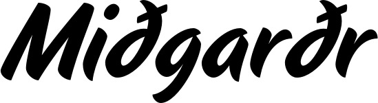 Vorschau des Bootsnamens "Miðgarðr" als Schriftzug für "Bootsbeschriftung Klassisch 19"