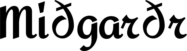 Vorschau des Bootsnamens "Miðgarðr" als Schriftzug für "Bootsbeschriftung Klassisch 37"