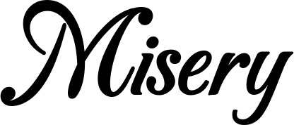 Vorschau des Bootsnamens "Misery" als Schriftzug für "Bootsbeschriftung Klassisch 50"
