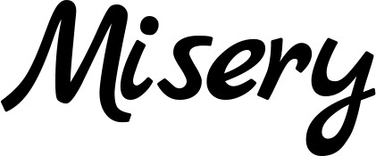 Vorschau des Bootsnamens "Misery" als Schriftzug für "Bootsbeschriftung Klassisch 45"