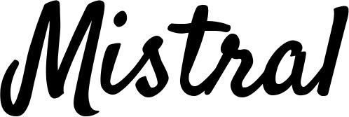 Vorschau des Bootsnamens "Mistral" als Schriftzug für "Bootsbeschriftung Klassisch 96"