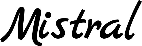 Vorschau des Bootsnamens "Mistral" als Schriftzug für "Bootsbeschriftung Klassisch 45"