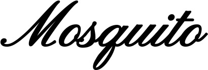 Vorschau des Bootsnamens "Mosquito" als Schriftzug für "Bootsbeschriftung Klassisch 107"