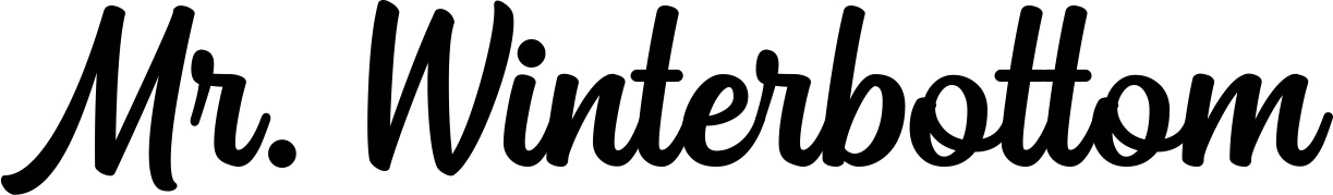 Vorschau des Bootsnamens "Mr. Winterbottom" als Schriftzug für "Bootsbeschriftung Klassisch 43"