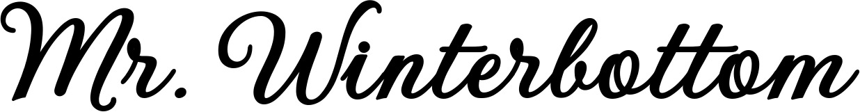 Vorschau des Bootsnamens "Mr. Winterbottom" als Schriftzug für "Bootsbeschriftung Klassisch 69"