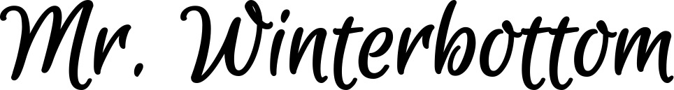 Vorschau des Bootsnamens "Mr. Winterbottom" als Schriftzug für "Bootsbeschriftung Klassisch 105"