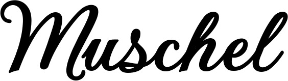 Vorschau des Bootsnamens "Muschel" als Schriftzug für "Bootsbeschriftung Klassisch 69"