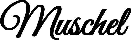 Vorschau des Bootsnamens "Muschel" als Schriftzug für "Bootsbeschriftung Klassisch 68"