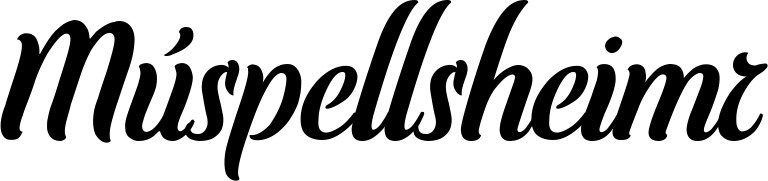 Vorschau des Bootsnamens "Múspellsheimr" als Schriftzug für "Bootsbeschriftung Klassisch 62"