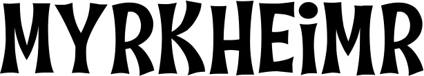 Vorschau des Bootsnamens "Myrkheimr" als Schriftzug für "Bootsbeschriftung Klassisch 27"