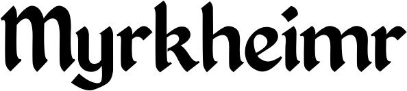 Vorschau des Bootsnamens "Myrkheimr" als Schriftzug für "Bootsbeschriftung Klassisch 06"