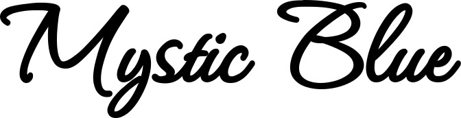Vorschau des Bootsnamens "Mystic Blue" als Schriftzug für "Bootsbeschriftung Klassisch 111"