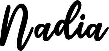Vorschau des Bootsnamens "Nadia" als Schriftzug für "Bootsbeschriftung Klassisch 74"
