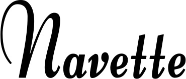 Vorschau des Bootsnamens "Navette" als Schriftzug für "Bootsbeschriftung Klassisch 76"