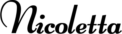 Vorschau des Bootsnamens "Nicoletta" als Schriftzug für "Bootsbeschriftung Klassisch 76-A"