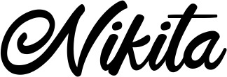 Vorschau des Bootsnamens "Nikita" als Schriftzug für "Bootsbeschriftung Klassisch 102"