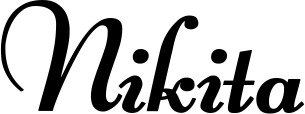 Vorschau des Bootsnamens "Nikita" als Schriftzug für "Bootsbeschriftung Klassisch 76-A"