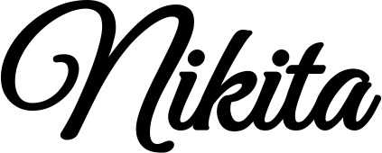 Vorschau des Bootsnamens "Nikita" als Schriftzug für "Bootsbeschriftung Klassisch 68"