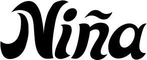 Vorschau des Bootsnamens "Niña" als Schriftzug für "Bootsbeschriftung Klassisch 33"