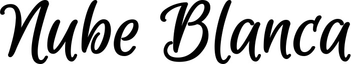 Vorschau des Bootsnamens "Nube Blanca" als Schriftzug für "Bootsbeschriftung Klassisch 105"