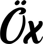 Vorschau des Bootsnamens "Öx" als Schriftzug für "Bootsbeschriftung Klassisch 62"