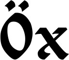 Vorschau des Bootsnamens "Öx" als Schriftzug für "Bootsbeschriftung Klassisch 06"